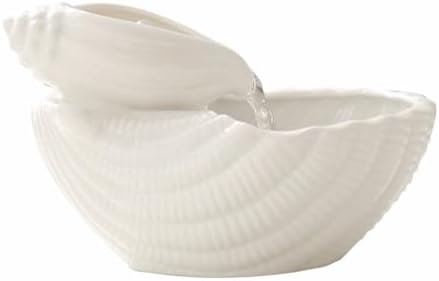 Creative Ceramic Tabletop Fountain with Conch Design - White