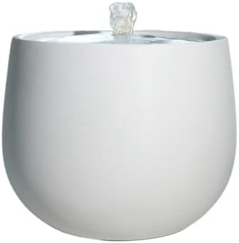 White Minimalist Tabletop Fountain with LED Lighting