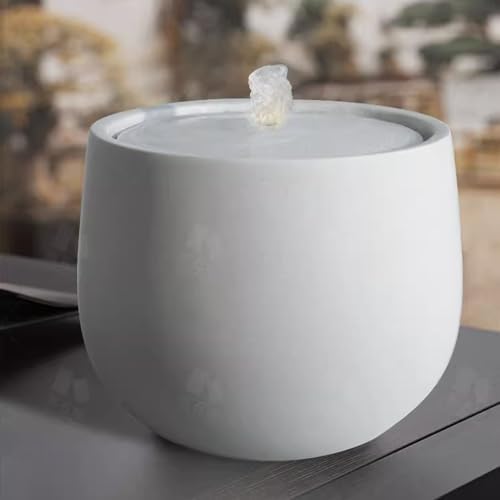 White Minimalist Tabletop Fountain with LED Lighting