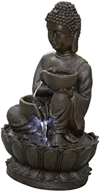 Hi-Line Gift Ltd 1375 Inch Buddha Fountain with LED Tabletop Decor