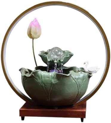 Elegant Desktop Water Fountain with Lotus and Swan Design