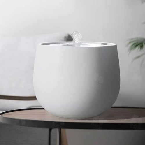 White Minimalist Tabletop Fountain with LED Lighting