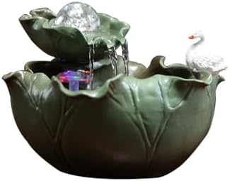 Elegant Desktop Water Fountain with Lotus and Swan Design