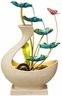 Elegant Desktop Water Fountain with Iron Lotus Design
