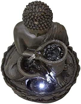 Hi-Line Gift Ltd 1375 Inch Buddha Fountain with LED Tabletop Decor
