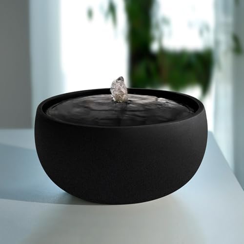 Modern Minimalist Tabletop Water Fountain with LED Light - Black