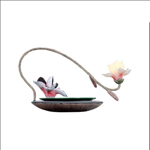 Elegant Desktop Water Fountain with Pink Magnolia Design