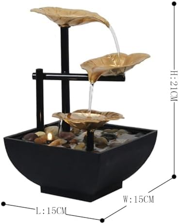 Iron Desktop Fountain with Lotus Design for Zen Meditation and Home Decor