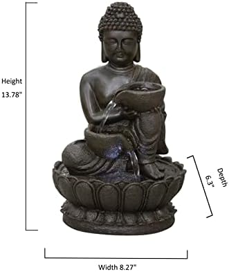 Hi-Line Gift Ltd 1375 Inch Buddha Fountain with LED Tabletop Decor