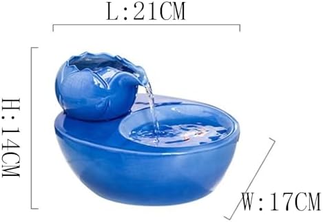 Blue Ceramic Tabletop Water Fountain for Home Office Decoration
