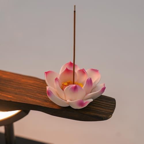 Flhonudi Tabletop Water Fountain with LED Light and Automatic Pump