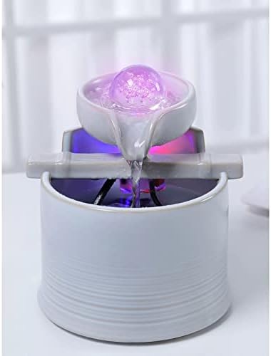 Elegant Mini Ceramic Indoor Water Fountain with LED Lights