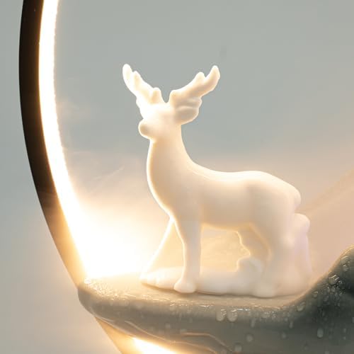 Tabletop Fountain with LED Lights and Pine Tree Decor