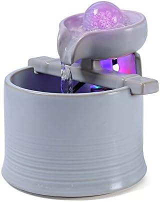 Elegant Mini Ceramic Indoor Water Fountain with LED Lights