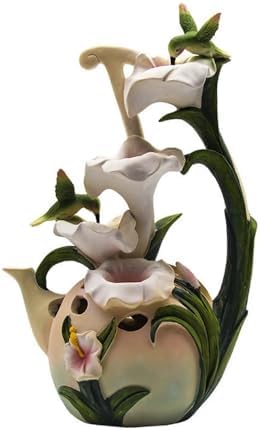 Elegant Desktop Fountain with Hummingbird and Lily Design