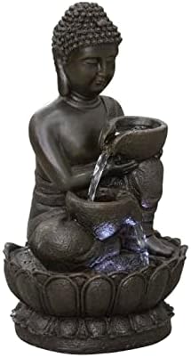 Hi-Line Gift Ltd 1375 Inch Buddha Fountain with LED Tabletop Decor
