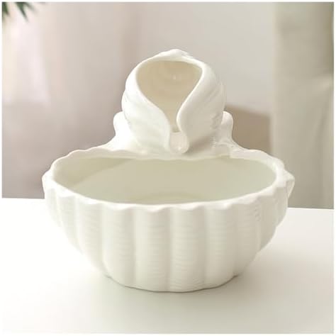 Creative Ceramic Tabletop Fountain with Conch Design - White