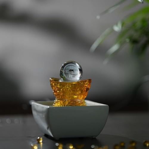White Tabletop Fountain with Yuanbao Ornament