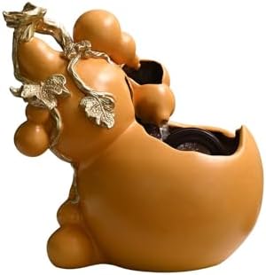 Elegant Deep Yellow Gourd Resin Tabletop Fountain