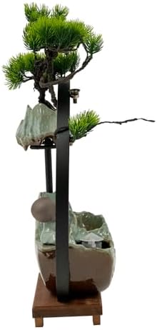 Tabletop Water Fountain with LED Light and Mist for Feng Shui Meditation and Home Decor