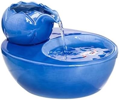 Blue Ceramic Tabletop Water Fountain for Home Office Decoration