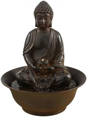 Fengshui Caishen Tabletop Water Fountain - Dark Brown