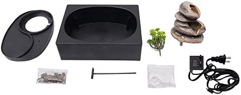 Table Top Water Fountain Indoor with River Rocks and Plants
