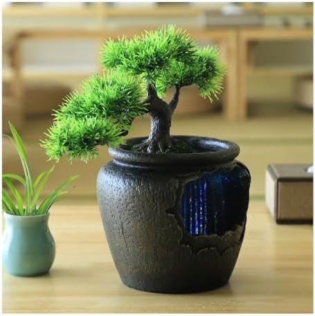 Simple Modern Bonsai Vase with Tabletop Fountain