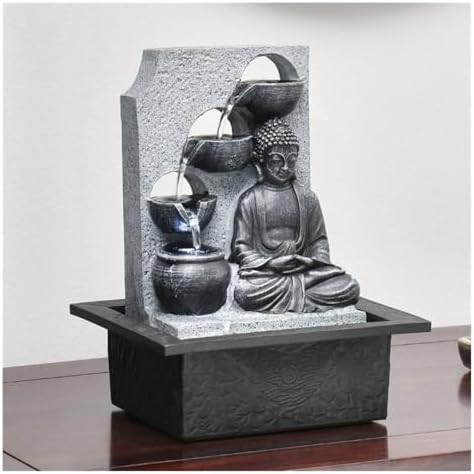 Zen Buddha Water Fountain for Desk and Home