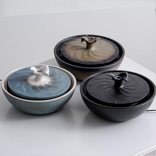 Mini USB Ceramic Water Fountain for Office Desk and Home Decor Blue