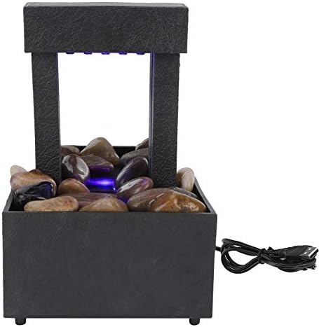 Yitengteng USB Tabletop Water Fountain with LED Light and Stones