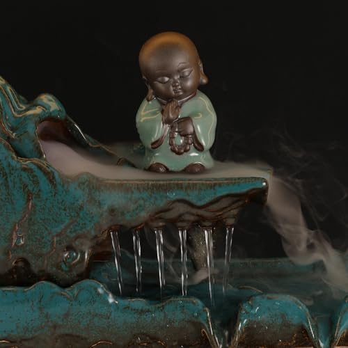 Backflow Incense Holder with LED Light and Water Fountain for Feng Shui and Home Decor