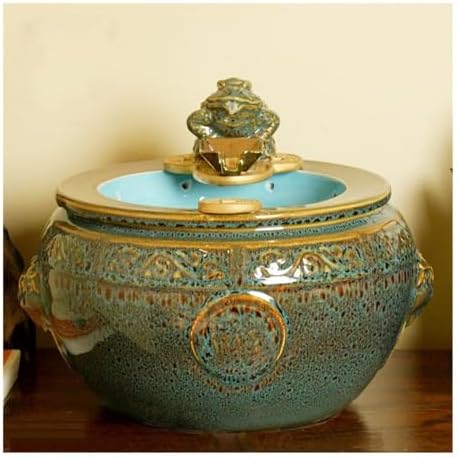 Ceramic Tabletop Fountain with Water Wheel and Lucky Decor