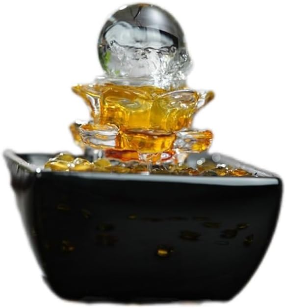 Elegant Black Desktop Water Fountain with Yuanbao Design