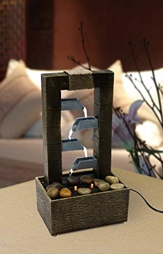 Natures Mark 10 Inch 4 Tiered Water Fountain with LED Lights