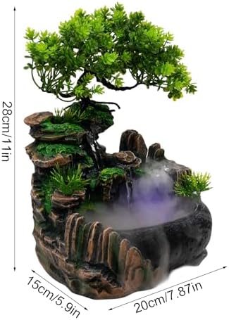 11-Inch Tabletop LED Waterfall Fountain with Atomizer