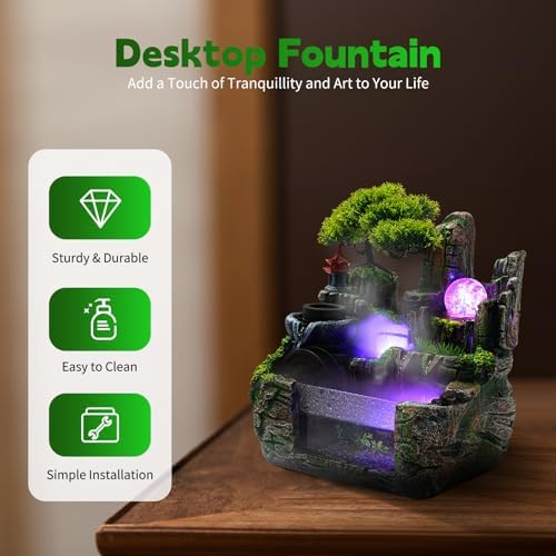 Gdrasuya10 Waterfall Desktop Fountain with Bonsai