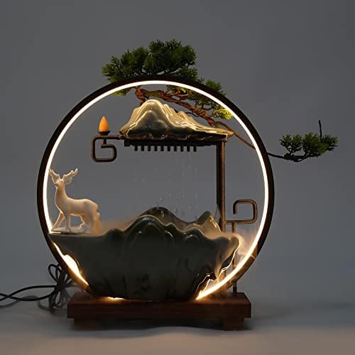 Small Tabletop Waterfall Fountain with Mist and Light