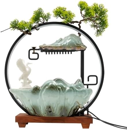 Emmliy Tabletop Water Fountain with LED Light Mist