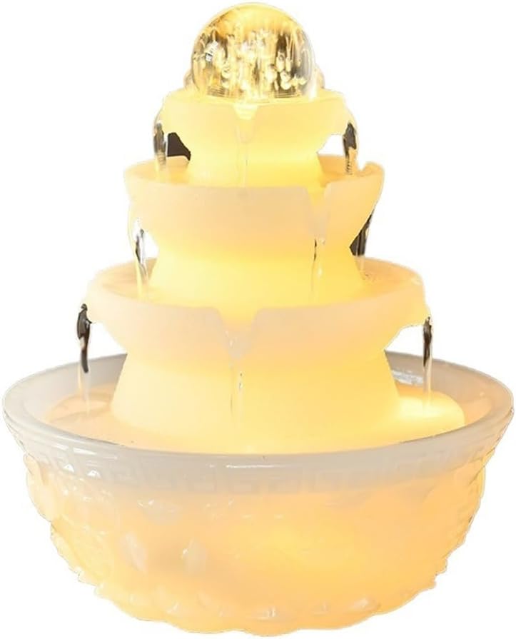 Elegant Indoor Water Fountain with LED Lights for Meditation and Relaxation