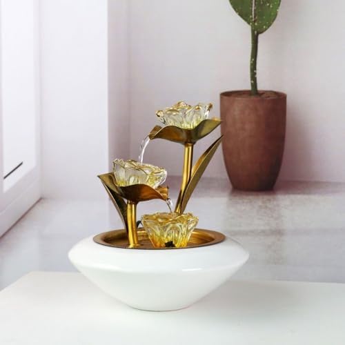 Golden Lotus Tabletop Fountain Artistic Water Feature