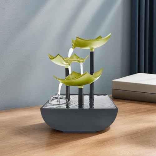 Generic Indoor Tabletop Water Fountain with LED Light Zen Meditation Waterfall