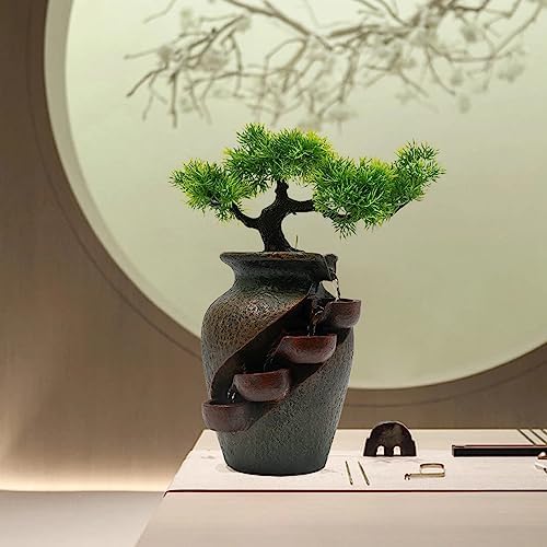 Tabletop Fountain 25W Mini Waterfall Indoor Decor 87 Inch Brown