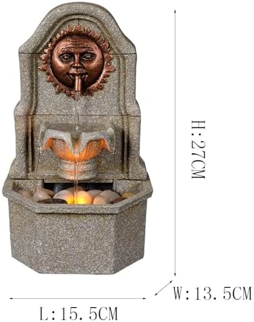 Elegant Desktop Water Fountain with Resin Sun Design