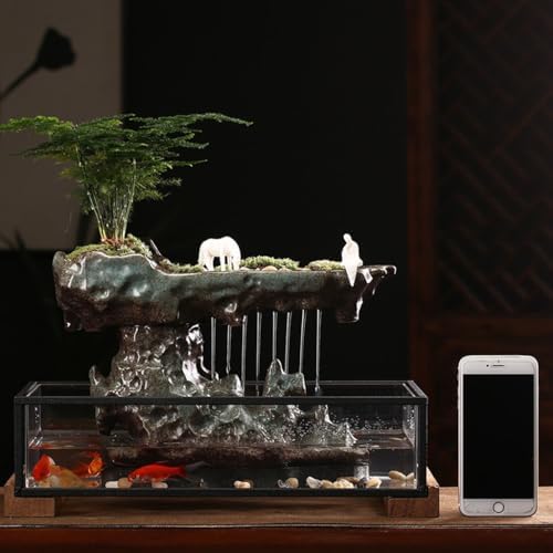 Wealth-Inducing Landscape Fountain for Office Desk
