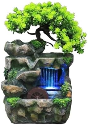 Mini Mountain Fountain with Spinning Wheel for Home Office