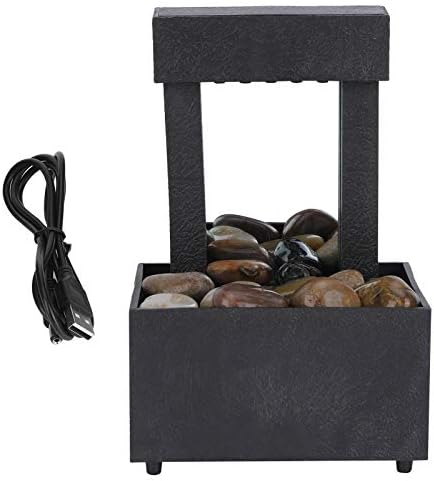 Yitengteng USB Tabletop Water Fountain with LED Light and Stones