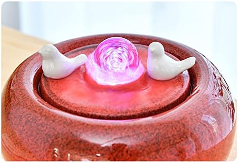 XRXwuf689 Red Ceramic Desktop Water Fountain