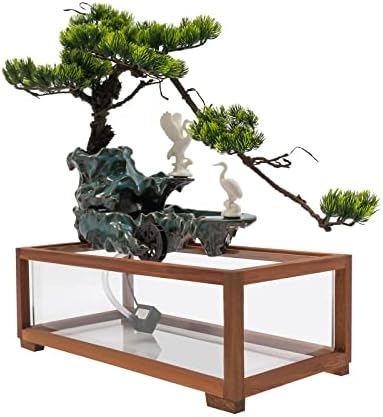 Hanmorfarbi Tabletop Fountain with LED Light and Fish Tank