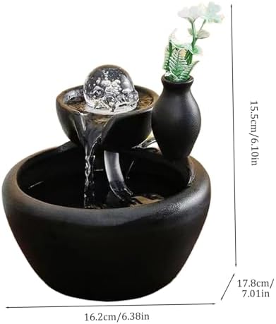 Mini Fountain with Crystal Ball and Ceramic Vase